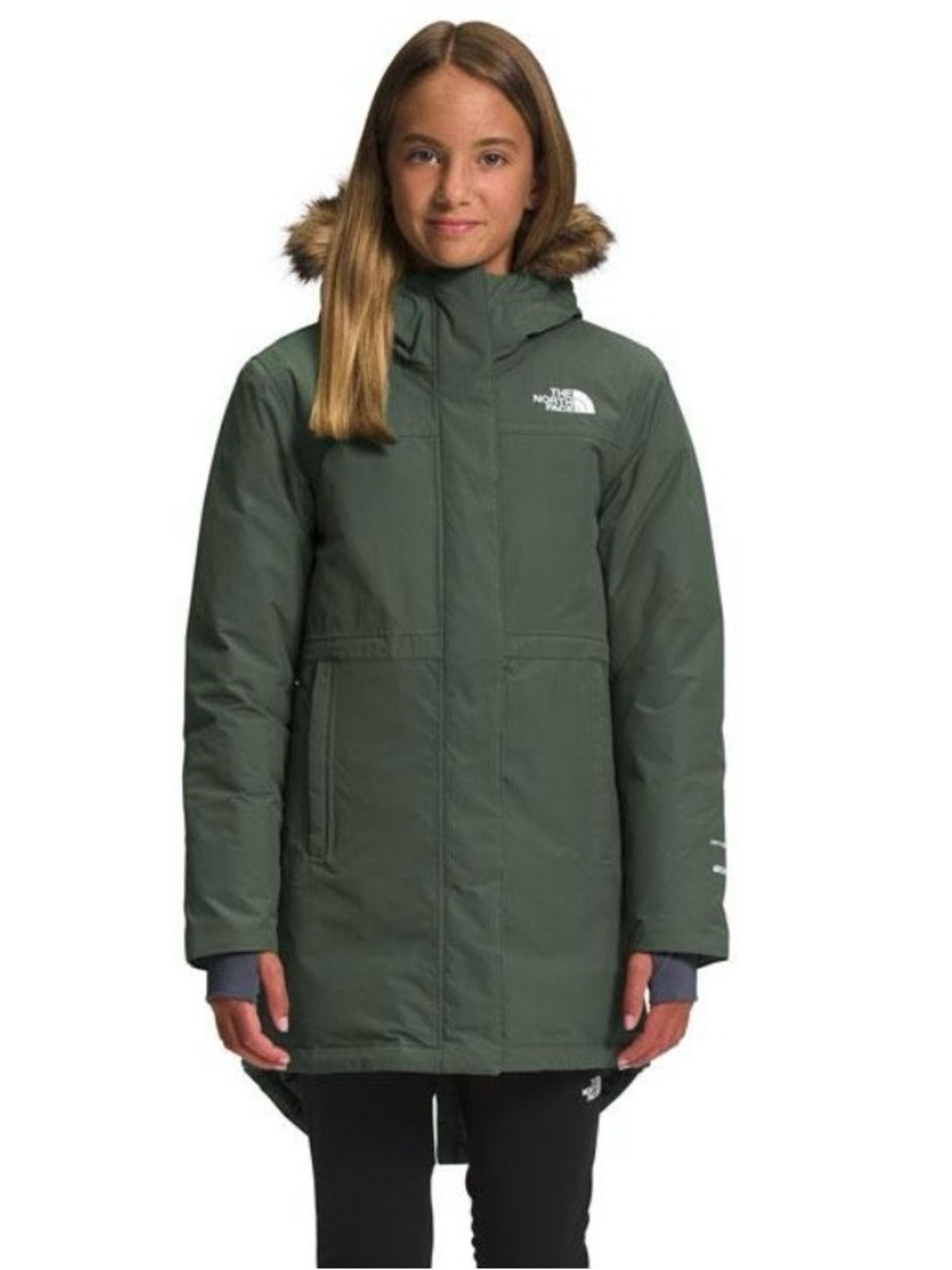 THE NORTH FACE Girl's Down Arctic Parka. Sz M (10/12) in rare Thyme/Light Pink